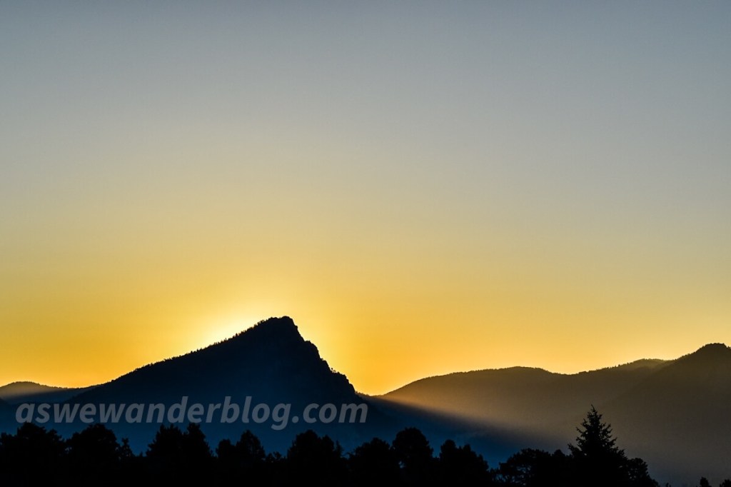 Sunrise behind a mountain